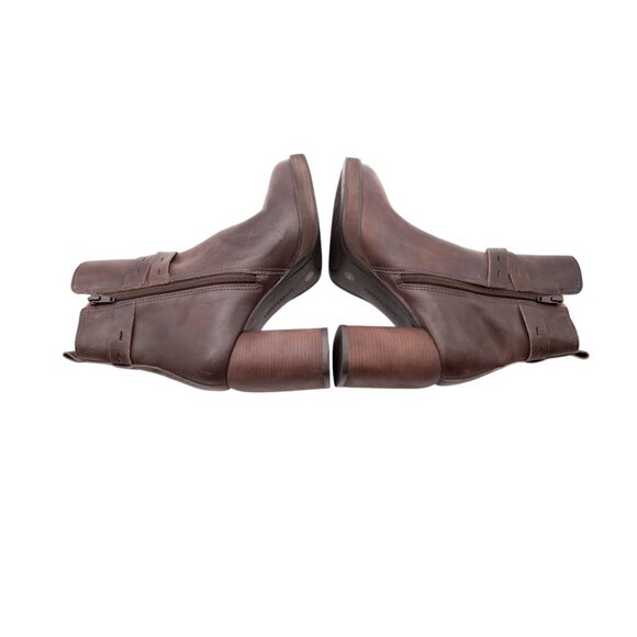 Lucky Brand Natesa Bootie Ankle Boots Sz 8 Chocolate Brown Leather Platform - Picture 9 of 11